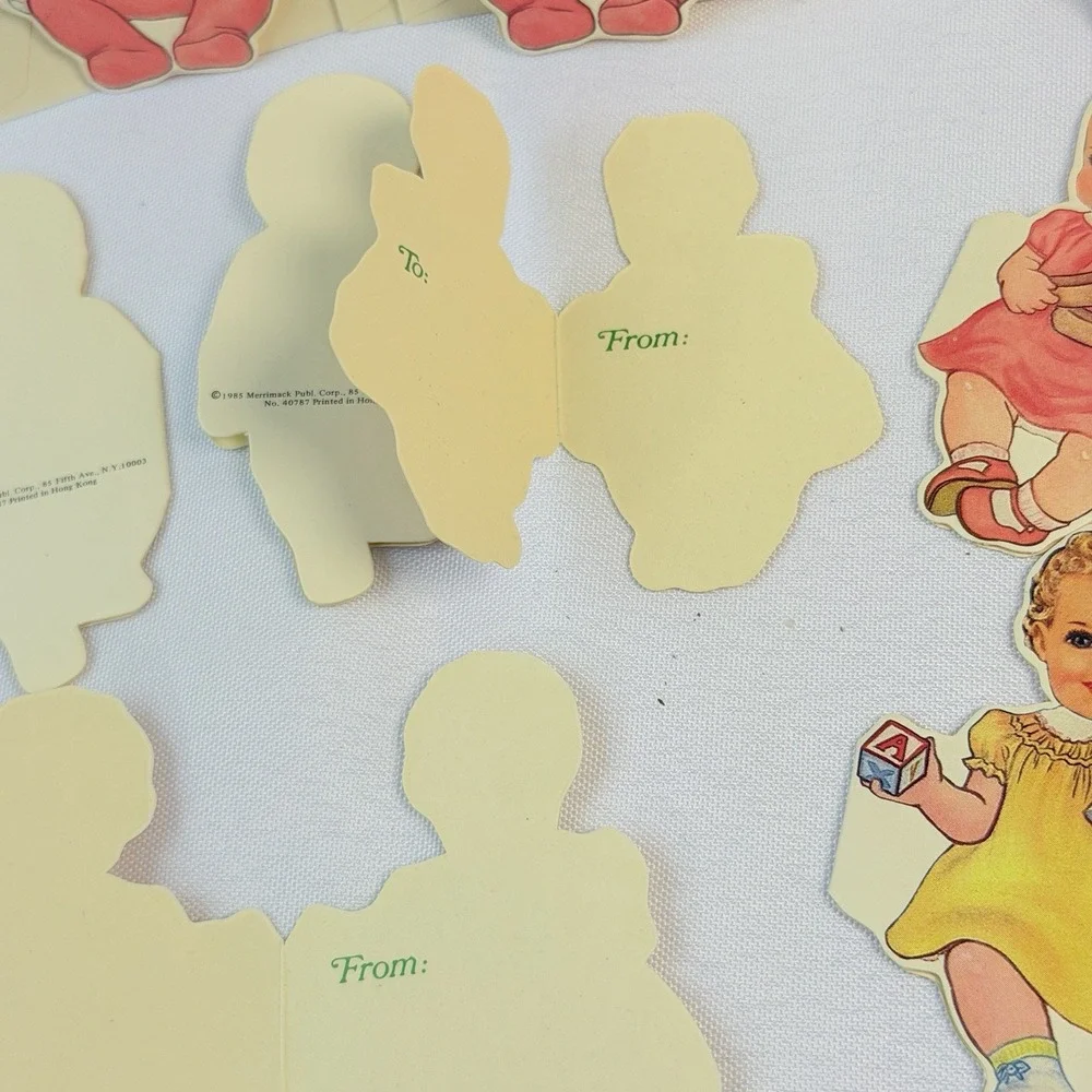 12 Vintage 1980's Merrimack Die Cut Victorian Style Gift Tags Child Doll Cottage